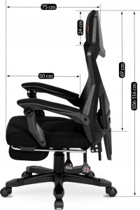 Fotel Mebel Elite Fotel Gamingowy Obrotowy BING Czarny z Podnóżkiem Nowoczesny 12