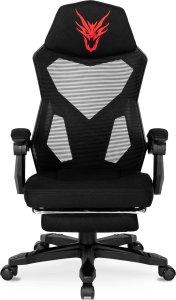 Fotel Mebel Elite Fotel Gamingowy Obrotowy BING Czarny z Podnóżkiem Nowoczesny 8