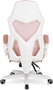 Fotel Mebel Elite Fotel Gamingowy Obrotowy BING Różowy/biały z Podnóżkiem Nowoczesny 12