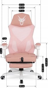 Fotel Mebel Elite Fotel Gamingowy Obrotowy BING Różowy/biały z Podnóżkiem Nowoczesny 13