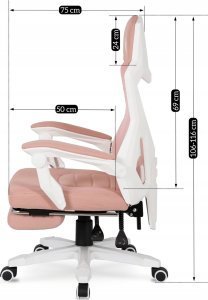 Fotel Mebel Elite Fotel Gamingowy Obrotowy BING Różowy/biały z Podnóżkiem Nowoczesny 14