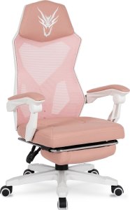 Fotel Mebel Elite Fotel Gamingowy Obrotowy BING Różowy/biały z Podnóżkiem Nowoczesny 7