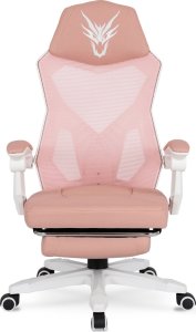 Fotel Mebel Elite Fotel Gamingowy Obrotowy BING Różowy/biały z Podnóżkiem Nowoczesny 8