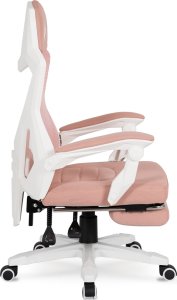 Fotel Mebel Elite Fotel Gamingowy Obrotowy BING Różowy/biały z Podnóżkiem Nowoczesny 9