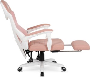 Fotel Mebel Elite Fotel Gamingowy Obrotowy BING Różowy/biały z Podnóżkiem Nowoczesny 10