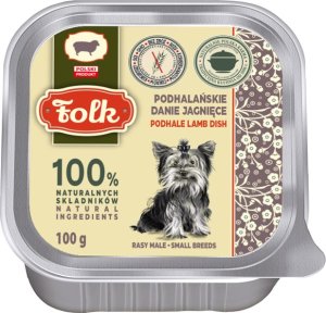 Folk Karma mokra dla psa FOLK Mini Podhalańskie danie jagnięce szalka 10 x 100 g 1