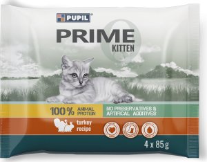 PUPIL Prime Karma mokra dla kota PUPIL Prime KITTEN bogata w indyka z królikiem 4 x 85 g 1