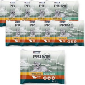 PUPIL Prime Karma mokra dla kota PUPIL Prime KITTEN bogata w indyka z królikiem 9x(4x85g) 1