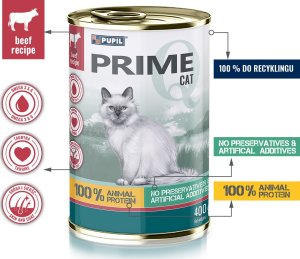 PUPIL Prime Karma mokra dla kota PUPIL Prime bogata w wołowinę z wątróbką 400 g 2