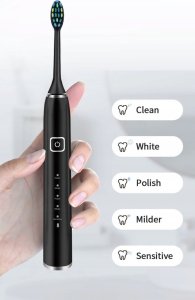 Szczoteczka Heelly SZCZOTECZKA SONICZNA DO ZĘBÓW ELEKTRYCZNA HEELLY 6 KOŃCÓWEK MOCNA ETUI IPX 5