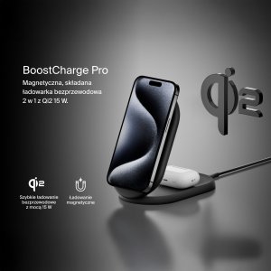 Ładowarka Belkin ładowarka indukcyjna składana 2w1 MagSafe Qi2 15 W czarna z zasilaczem 36 W 11