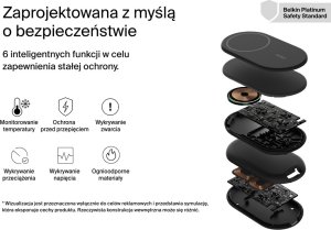 Ładowarka Belkin ładowarka indukcyjna składana 2w1 MagSafe Qi2 15 W czarna z zasilaczem 36 W 16