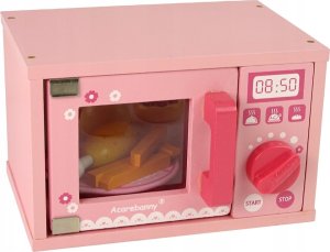 LeanToys Drewniana Kuchenka Mikrofalowa Mikrofalówka Jedzenie Różowa 2