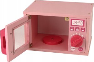 LeanToys Drewniana Kuchenka Mikrofalowa Mikrofalówka Jedzenie Różowa 4