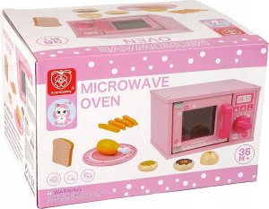 LeanToys Drewniana Kuchenka Mikrofalowa Mikrofalówka Jedzenie Różowa 5