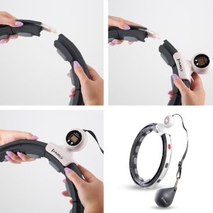 HMS ZESTAW HULA HOP MAGNETYCZNY BLACK HHM15 Z LICZNIKIEM HMS + PAS WYSZCZUPLAJĄCY BR163 RED 17