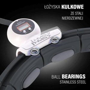 HMS ZESTAW HULA HOP MAGNETYCZNY BLACK HHM15 Z LICZNIKIEM HMS + PAS WYSZCZUPLAJĄCY BR163 RED 10