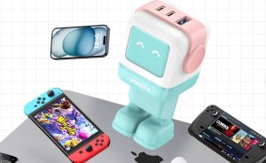 Ładowarka Ugreen Ładowarka sieciowa Ugreen Nexode RG (Robot GaN), 2x USB-C + USB, 65W (różowo - niebieska) 3