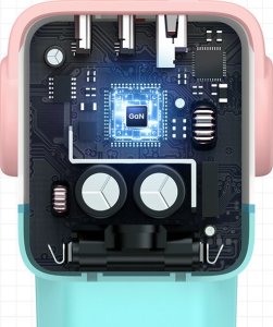 Ładowarka Ugreen Ładowarka sieciowa Ugreen Nexode RG (Robot GaN), 2x USB-C + USB, 65W (różowo - niebieska) 4