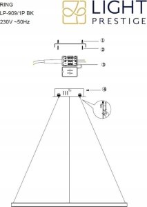 Lampa wisząca Light Prestige Light Prestige Ring LP-909/1P M BK CCT lampa wisząca zwis 1x35W LED CCT 3000K 2400 lm czarna 8
