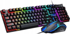 Klawiatura . KLAWIATURA PRZEWODOWA PODŚWIETLANA GAMINGOWA DLA GRACZY LED + MYSZ 1