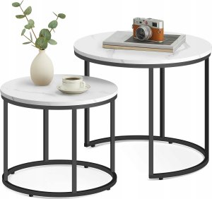 Leobert Stolik kawowy okrągły 2szt - marmur / nogi czarne 5