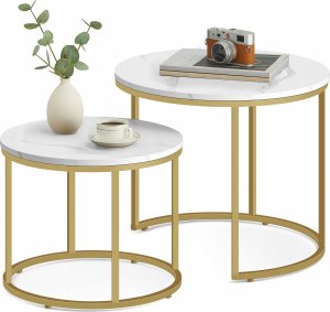 Leobert Stolik kawowy okrągły 2szt - marmur / nogi złote 5