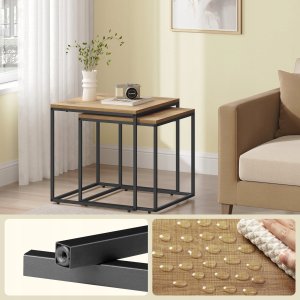 Leobert Stolik kawowy kwadrat 2szt - dąb / nogi czarne 5