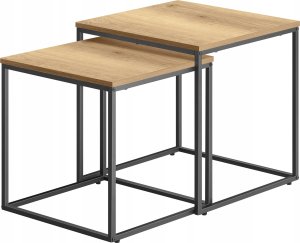 Leobert Stolik kawowy kwadrat 2szt - dąb / nogi czarne 7