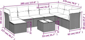 vidaXL 9-cz. zestaw wypoczynkowy do ogrodu, z poduszkami, czarny 3