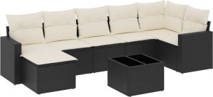 vidaXL 8-cz. zestaw wypoczynkowy do ogrodu, z poduszkami, czarny 2