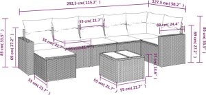 vidaXL 8-cz. zestaw wypoczynkowy do ogrodu, z poduszkami, czarny 3