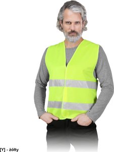 Reis OX-LUMI - Kamizelka ostrzegawcza z dwoma poziomymi pasami odblaskowymi - żółty M 5