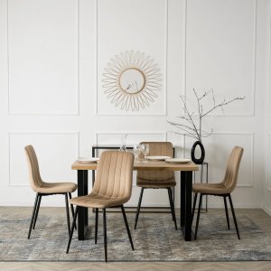 Mebel Elite Krzesło Tapicerowane do Jadalni IBIS Beżowe Welurowe Nowoczesne Loft 1