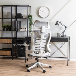 Krzesło biurowe Mebel Elite Fotel Biurowy Ergonomiczny Obrotowy CARET 2 Wentylowany Szary Nowoczesny 10