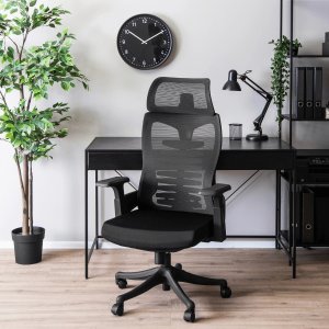 Krzesło biurowe Mebel Elite Fotel Biurowy Ergonomiczny Obrotowy CARET Czarny Wentylowany Nowoczesny 1