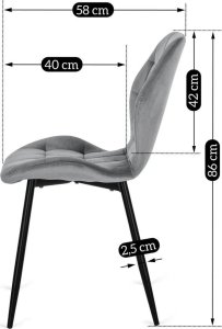 Mebel Elite Krzesło Tapicerowane do Jadalni LUCKY Szare Welurowe Nowoczesne Loft 12