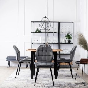 Mebel Elite Krzesło Tapicerowane do Jadalni LUCKY Szare Welurowe Nowoczesne Loft 2