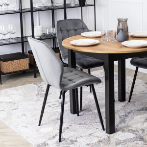 Mebel Elite Krzesło Tapicerowane do Jadalni LUCKY Szare Welurowe Nowoczesne Loft 3