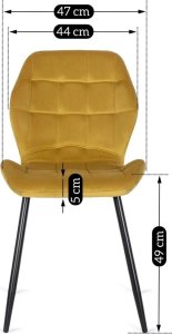 Mebel Elite Krzesło Tapicerowane do Jadalni LUCKY Musztardowe Welurowe Nowoczesne Loft 11