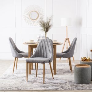 Mebel Elite Zestaw Stół Okrągły Rozkładany HARRY 102-142 4 Krzesła Tapicerowane TORINO Szare 1