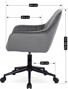 Krzesło biurowe Mebel Elite Fotel Biurowy Gabinetowy Obrotowy LUCY Szary Welurowy Nowoczesny Loft 11