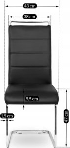 Mebel Elite Krzesło Tapicerowane do Jadalni LOCA Czarne Na Płozach Ekoskóra Nowoczesne 11