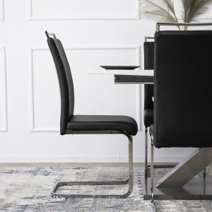 Mebel Elite Krzesło Tapicerowane do Jadalni LOCA Czarne Na Płozach Ekoskóra Nowoczesne 2