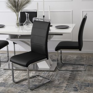 Mebel Elite Krzesło Tapicerowane do Jadalni LOCA Czarne Na Płozach Ekoskóra Nowoczesne 3