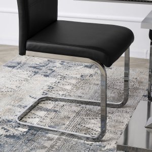 Mebel Elite Krzesło Tapicerowane do Jadalni LOCA Czarne Na Płozach Ekoskóra Nowoczesne 4