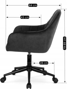 Krzesło biurowe Mebel Elite Fotel Biurowy Gabinetowy Obrotowy LUCY Czarny Welurowy Nowoczesny Loft 11