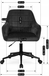 Krzesło biurowe Mebel Elite Fotel Biurowy Gabinetowy Obrotowy LUCY Czarny Welurowy Nowoczesny Loft 10