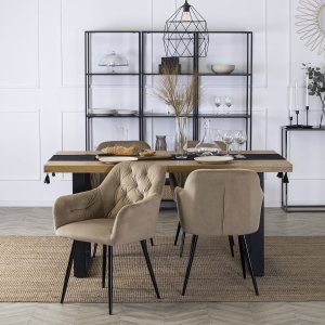 Mebel Elite Krzesło Tapicerowane do Salonu VIKI Beżowe Welurowe Nowoczesne Loft 1