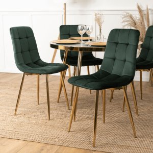 Mebel Elite Krzesło Tapicerowane do Salonu YORK Zielone Welurowe Nowoczesne Loft 1